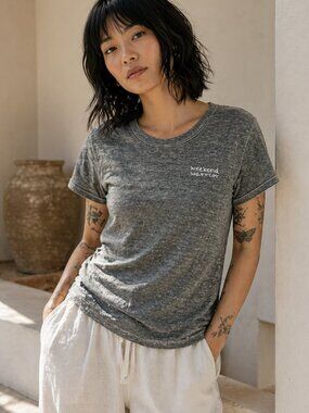 Kinly 100% Linen Embroidered Tee Shirt